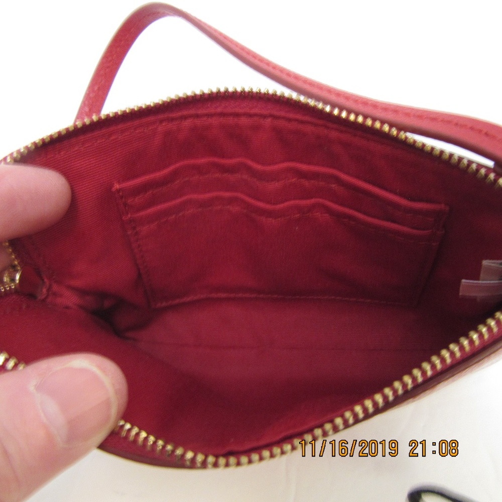 Coach Crossgrain Leather Corner Zip Wristlet Gem